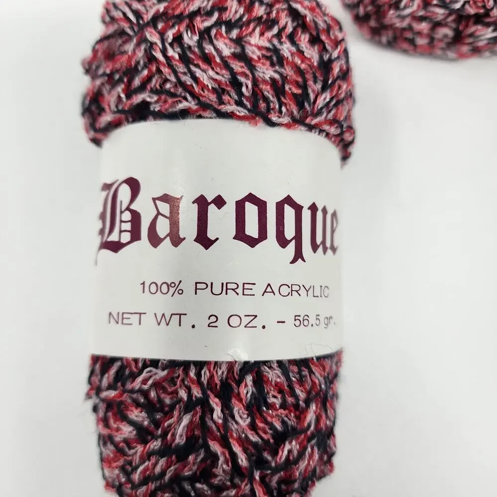 4 Skeins Vintage Baroque Yarn Variegated Color Red Pink Black 56 g Each Acrylic